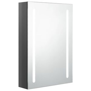 vidaXL Szafka łazienkowa z lustrem i LED, lśniąca szarość, 50x13x70 cm