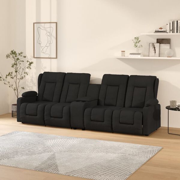 vidaXL Rozkładany fotel masujący z uchwytem, 4-os., czarny, tkanina