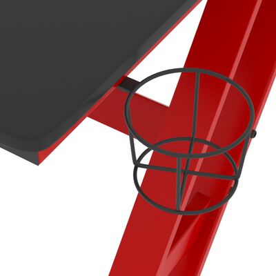 vidaXL Biurko z nogami w kształcie ZZ, czarno-czerwone, 110x60x75 cm