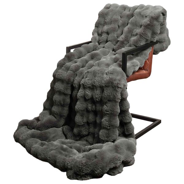 vidaXL Koc z futra sztucznego królika Ciemnoszary 130 x 150 cm