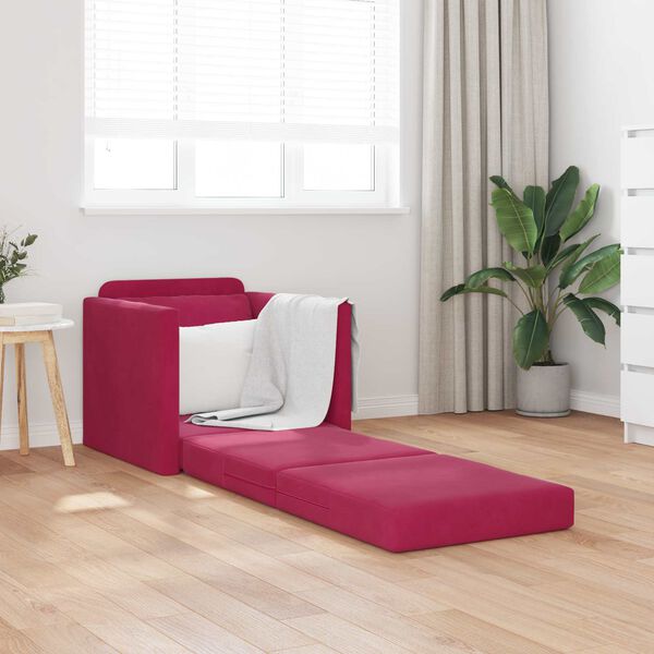 vidaXL Sofa Bed 60cm Czerwone wino Aksamit