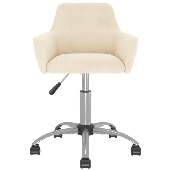 vidaXL Obrotowe krzesło stołowe, kremowe, obite aksamitem