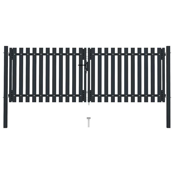 vidaXL Brama ogrodzeniowa Double Door Fence Fur Steel 300x125 cm Antracyt