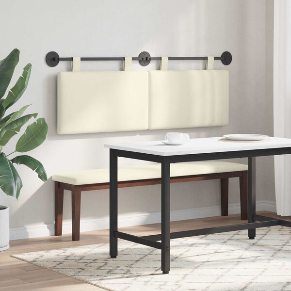 vidaXL Wisząca Głowa Gładki Kremowy 150 x 55 x 5 cm Tkanina sztruksowa