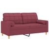vidaXL 2-osobowa sofa z poduszkami, winna czerwień, 140 cm, tkanina
