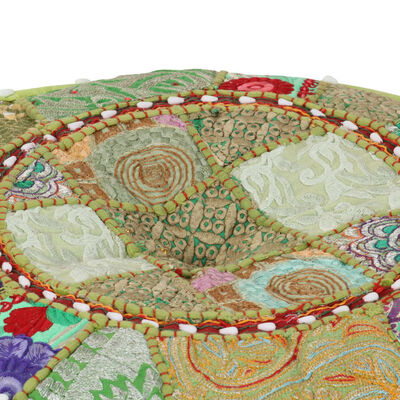 vidaXL Okrągły puf patchworkowy, ręcznie robiony, 40x20 cm, zielony