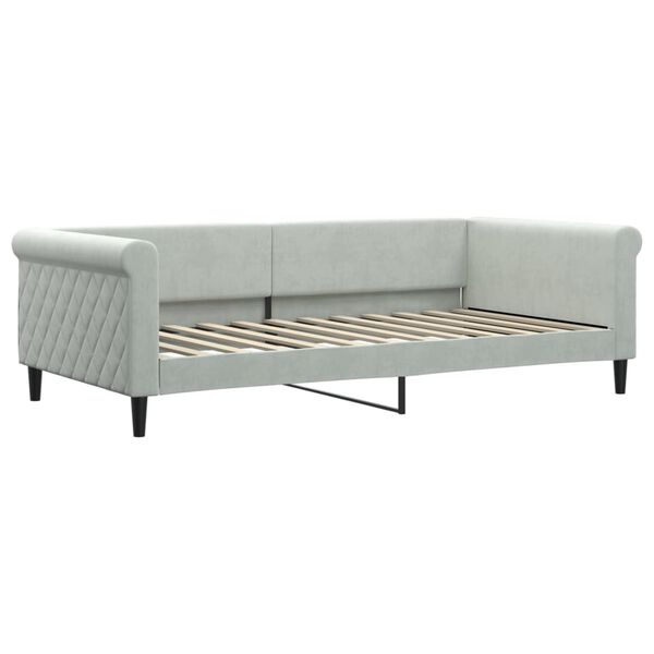 vidaXL Sofa z materacem do spania, jasnoszara, 100x200 cm, aksamit