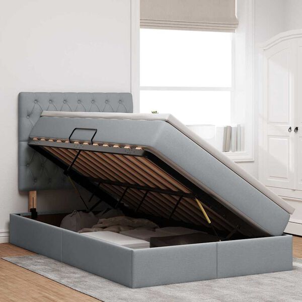 vidaXL Ł&oacute;żko z miejscem na przechowywanie i materacem Jasnoszary