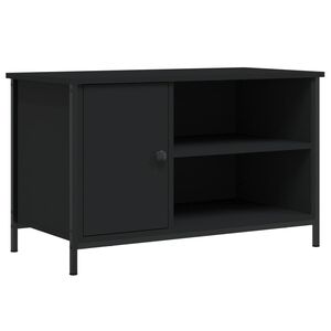 vidaXL Szafka pod TV, czarna, 80x40x50 cm, materiał drewnopochodny