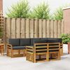 vidaXL Zestawy sof 7 pcs Naturalny i Antracytowy Lite Drewno Akacji