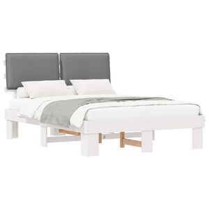 vidaXL Ramka ł&oacute;żka z tapicerowanym wezgłowiem Jasnoszary 160 x 200 cm