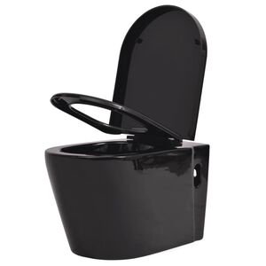 vidaXL Podwieszana toaleta ceramiczna, czarna