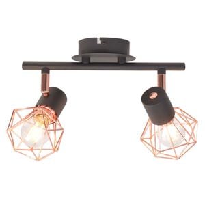 vidaXL Lampa sufitowa z 2 żar&oacute;wkami E14, czarno-miedziana