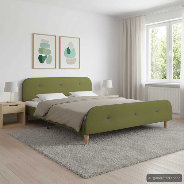 vidaXL Rama ł&oacute;żka, zielona, tapicerowana tkaniną, 140 x 200 cm