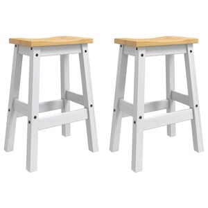 VidaXL Stołek barowy 2 pcs Biały i wosk miodowy 44 x 30 x 63 cm