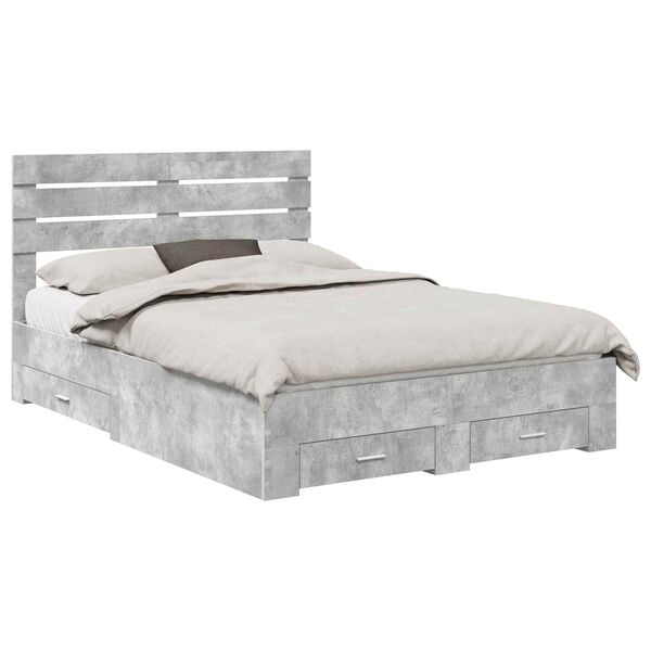 vidaXL Ramka ł&oacute;żka z szufladą Z zagł&oacute;wkiem Materiał drewnopochodny