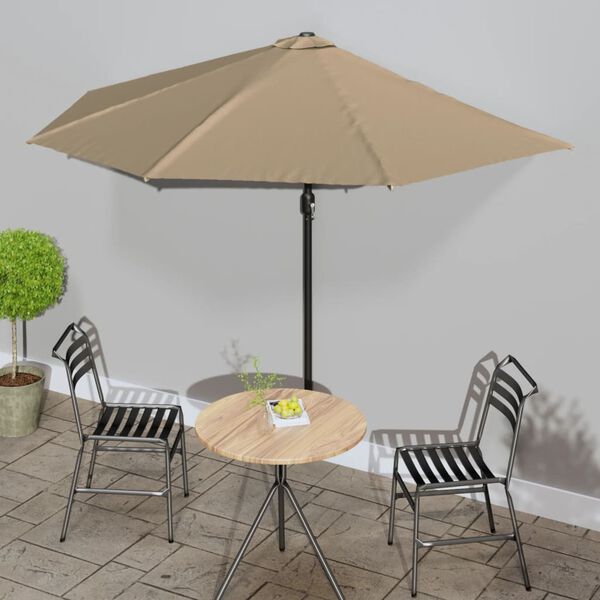vidaXL P&oacute;łparasol balkonowy na słupku z aluminium, 300x155 cm, taupe