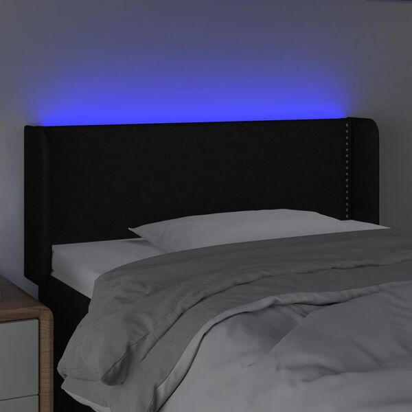vidaXL Zagł&oacute;wek do ł&oacute;żka z LED, czarny, 83x16x78/88 cm, tkanina