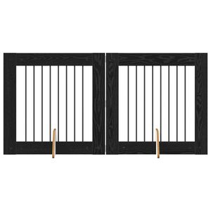 vidaXL Bramka dla ps&oacute;w z podp&oacute;rkami 2 pcs Czarny dąb 80 x 80 cm