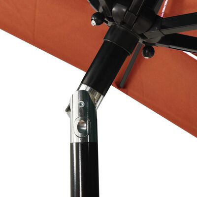 vidaXL 3-poziomowy parasol na aluminiowym słupku, terakotowy, 2x2 m