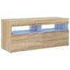 vidaXL Szafka pod TV z oświetleniem LED, dąb sonoma, 90x35x40 cm