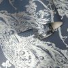 DUTCH WALLCOVERINGS Tapeta w pawie, granatowo-srebrna