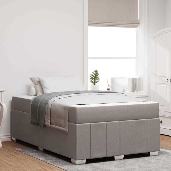 vidaXL Ramka ł&oacute;żka z materacem Ciemnoszary 120 x 200 cm tkanina