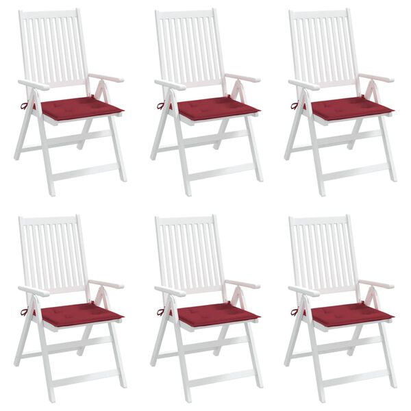 vidaXL Poduszki na krzesła ogrodowe, 6 szt., winna czerwień 50x50x4 cm