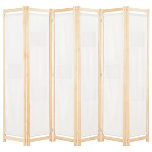 vidaXL Parawan 6-panelowy, kremowy, 240 x 170 x 4 cm, tkanina