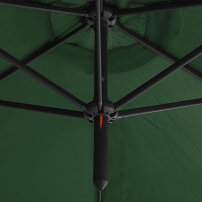 vidaXL Podwójny parasol na stalowym słupku, zielony, 600 cm