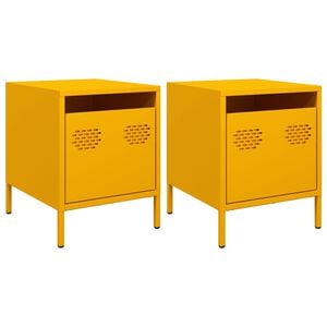 vidaXL Szafki nocne, 2 szt., musztardowe, 35x39x43,5 cm, stal