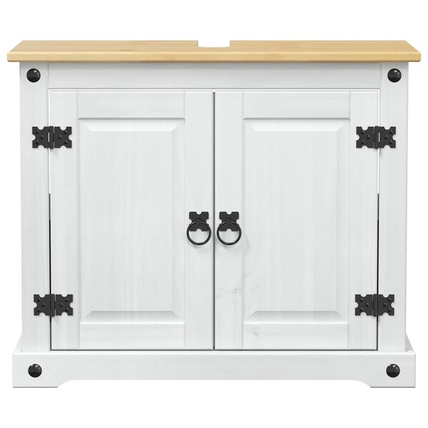 vidaXL Szafka umywalkowa Biały 73 x 33 x 60 cm Lite drewno sosnowe