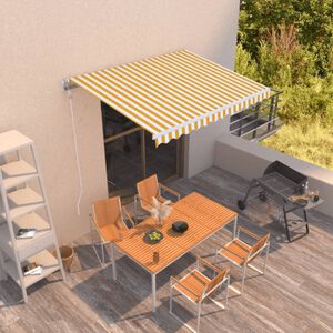 vidaXL Automatycznie zwijana markiza, 350 x 250 cm, ż&oacute;łto-biała