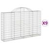 vidaXL Kosze gabionowe, 9 szt, 200x30x120/140 cm, galwanizowane żelazo