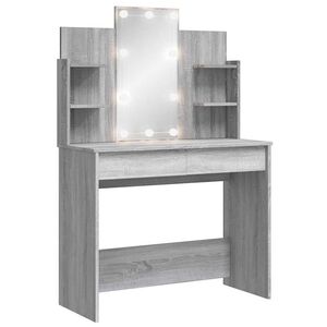 vidaXL Toaletka z oświetleniem LED, szary dąb sonoma, 96x40x142 cm