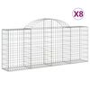 vidaXL Kosze gabionowe, 8 szt, 200x30x80/100 cm, galwanizowane żelazo