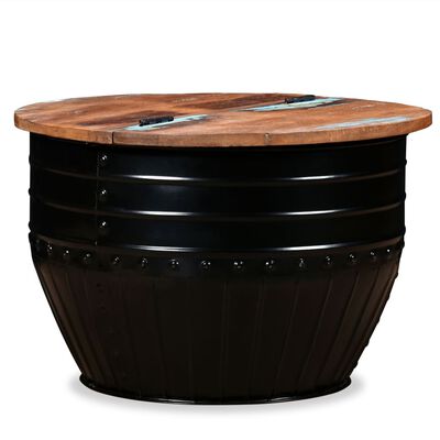 vidaXL Stolik kawowy z drewna odzyskanego, kształt beczki, czarny