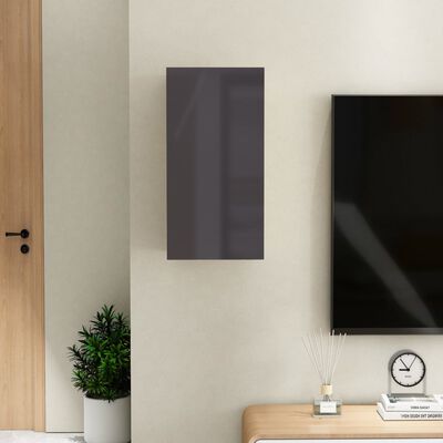 vidaXL Szafka telewizyjna, wysoki połysk, szara, 30,5x30x60 cm, płyta