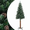 vidaXL Smukła choinka z drewnem i śniegiem, zielona, 150 cm