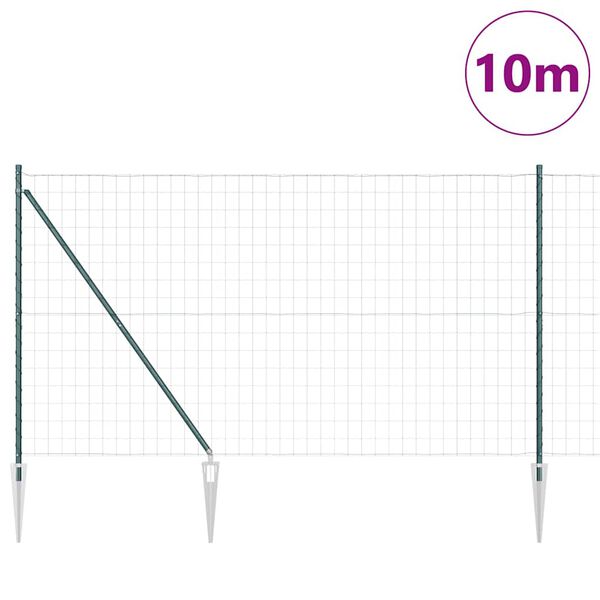 vidaXL Ogrodzenie z słupkiem Zielony 1,5 x 10 m Stal i PVC