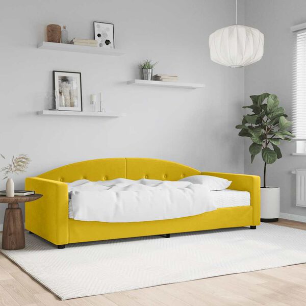 vidaXL Sofa z materacem do spania, ż&oacute;łta, 90x200 cm, aksamit