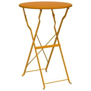 vidaXL Stolik bistro Musztardowy &Oslash; 50 x 71 cm Stal malowana proszkowo