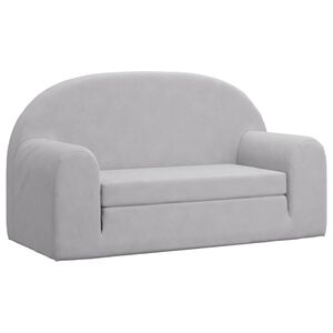 vidaXL 2-os. sofa dla dzieci, rozkładana, jasnoszara, miękki plusz