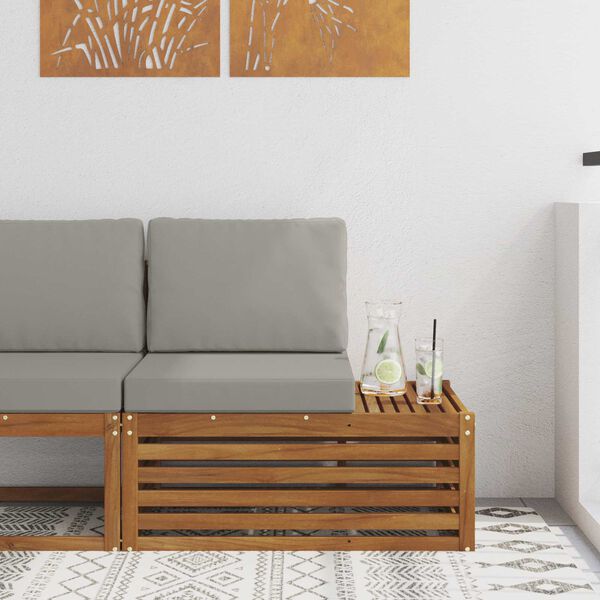 vidaXL Sofa końcowa na zewnątrz z poduszką Naturalny 91 x 63 x 73 cm