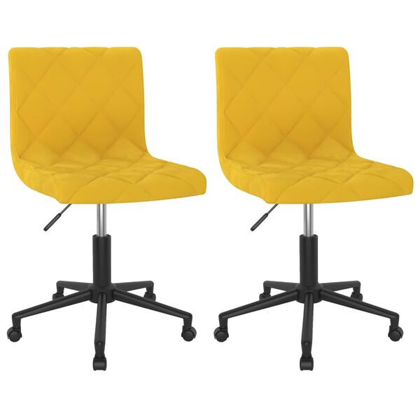 vidaXL Obrotowe krzesła stołowe, 2 szt., musztardowe, obite aksamitem