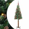 vidaXL Szczupła Choinka Zielony 150 cm PVC i lite drewno sosnowe