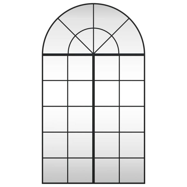 vidaXL Lustro ścienne, czarne, 80x140 cm, zakończone łukiem, żelazo