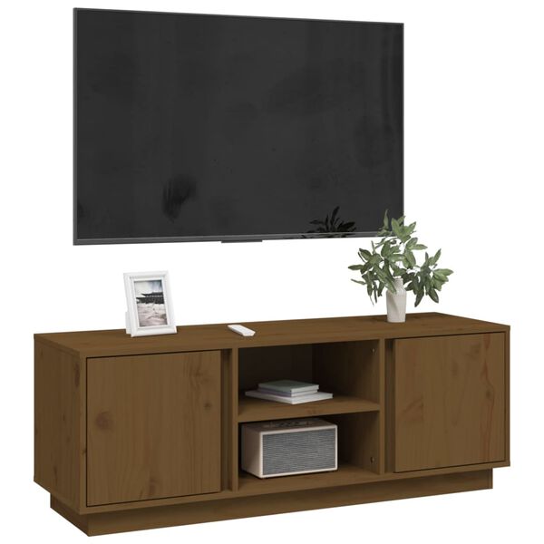 vidaXL Szafka pod TV, miodowy brąz, 110x35x40,5cm, lite drewno sosnowe