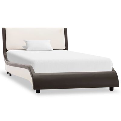 vidaXL Rama łóżka, szaro-biała, sztuczna skóra, 90 x 200 cm