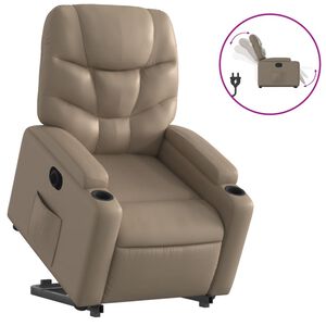 vidaXL Rozkładany fotel pionizujący, elektryczny, cappuccino, ekosk&oacute;ra